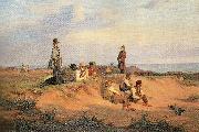 Michael Ancher maend af skagen en sommeraften i godt vejr oil